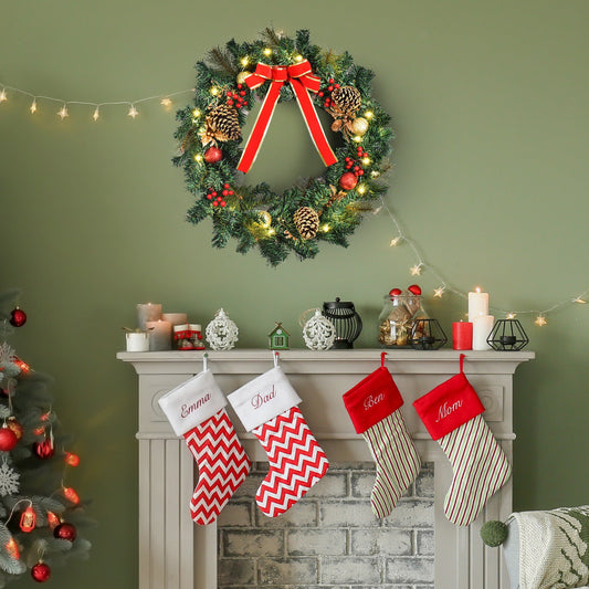 Pre-Lit Artificial Christmas Door Wreath