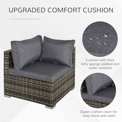 Outsunny Pe Rattan Wicker Corner Sofa Garden Furniture Single Sofa Chair With Cushions Deep Grey