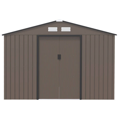 Galvanised 9 x 6' Double Door Apex Garden Shed With Ventilation Steel Brown by Steadfast