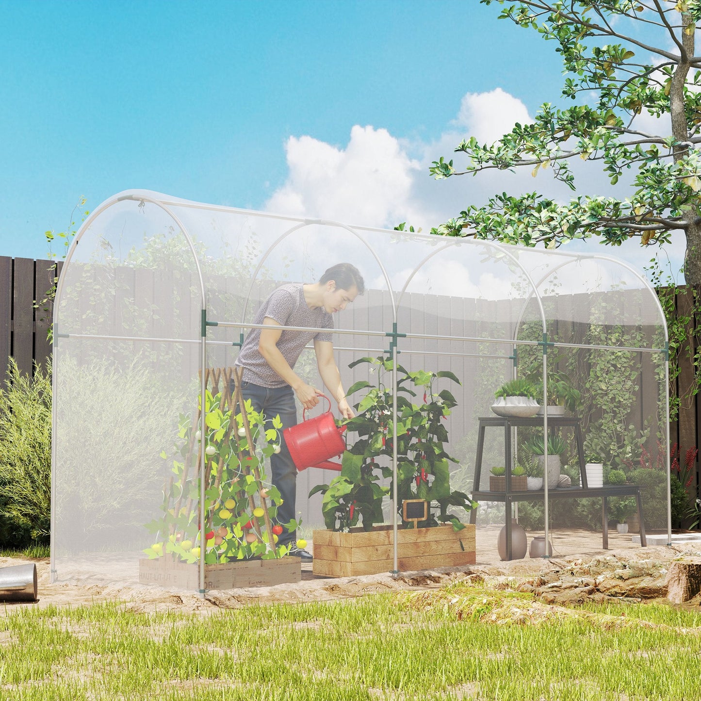 Outsunny 6 X 10m UV Resistant Waterproof Plastic Polytunnel Cover, Clear
