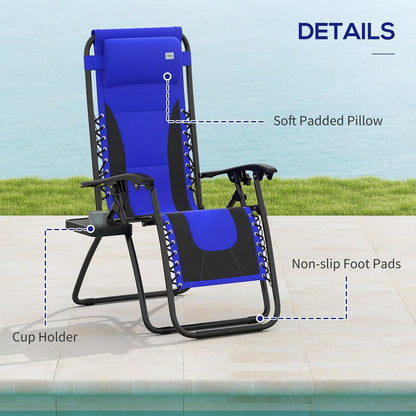 Outsunny Zero Gravity Lounger Folding Recliner Chair w/ Cup Holder