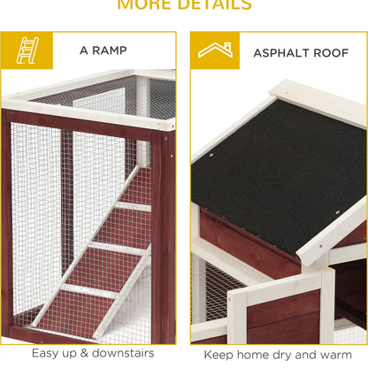 PawHut 2 Tier Rabbit Hutch Outdoor