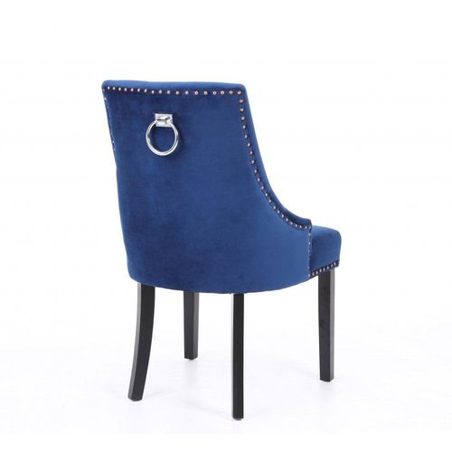 Set of Two Studded Velvet Dining Chair with Ring Knocker Detail