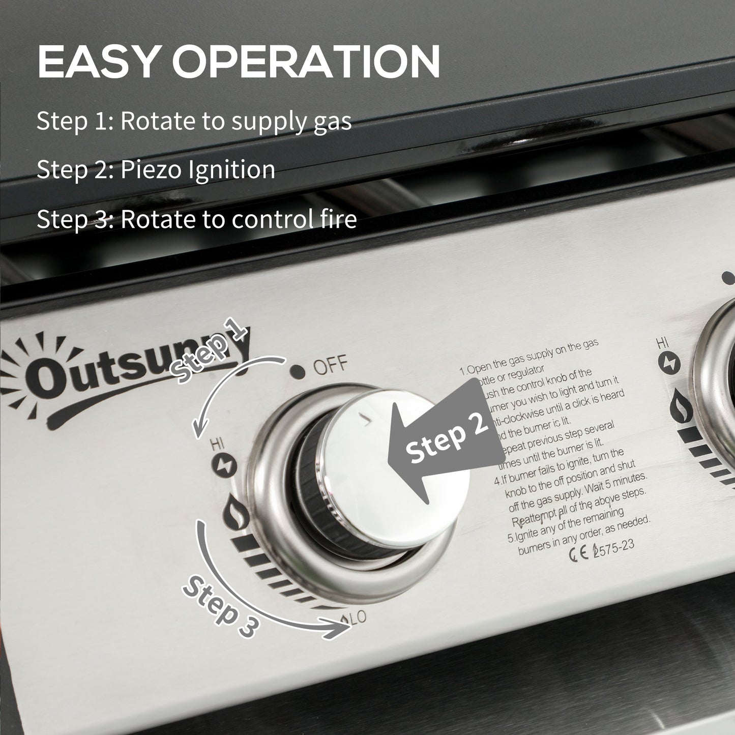 Outsunny Portable Gas Plancha BBQ Grill with 3 Burners, Non-Stick Griddle, Lid