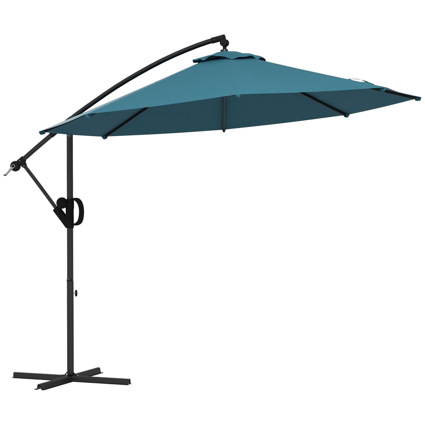 Outsunny 3(m) Cantilever Parasol with Cross Base, Crank Handle, Tilt, Blue