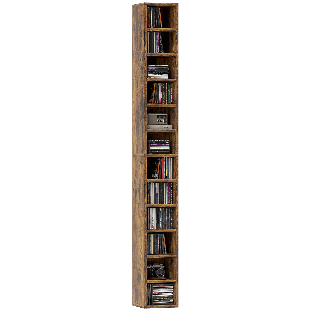HOMCOM 204 CD Storage Tower Tall Bookcase Bookshelf with 12 Cubes