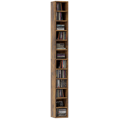 HOMCOM 204 CD Storage Tower Tall Bookcase Bookshelf with 12 Cubes