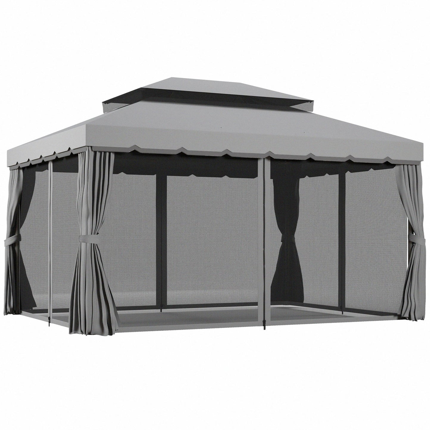 Outsunny 3x4m 2-Tier Gazebo Aluminium Garden Marquee Party Tent