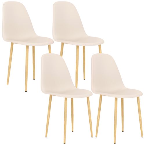 HOMCOM Dining Chairs Set of 4 w/ Curved Back, Steel Legs