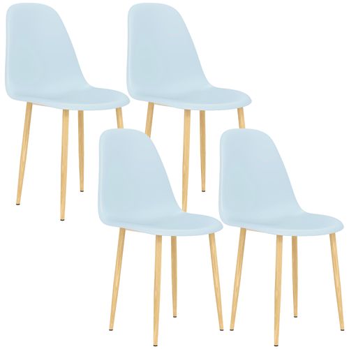 HOMCOM Dining Chairs Set of 4 w/ Curved Back, Steel Legs