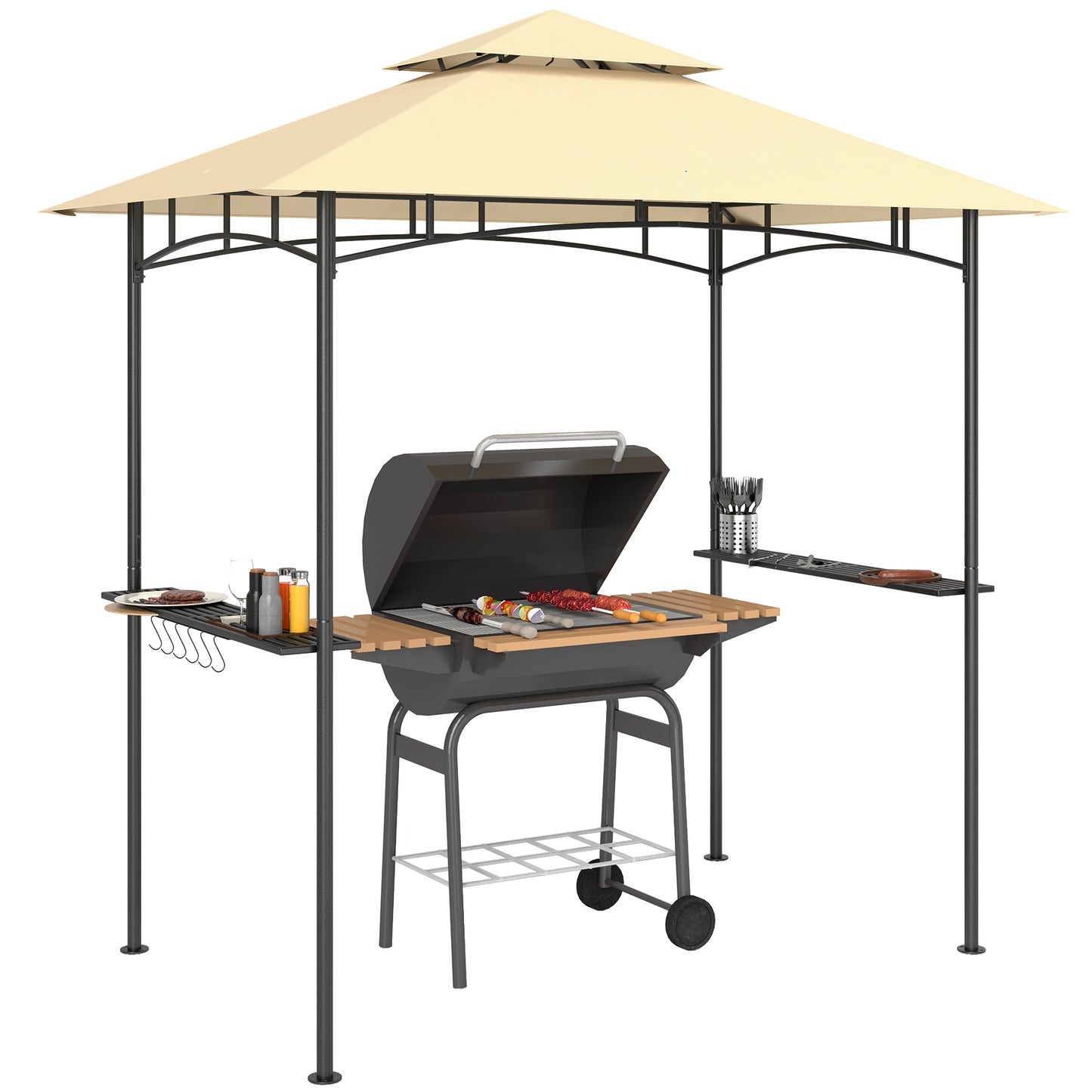 Outsunny 8' x 5' Grill Gazebo, Double Tiered Outdoor BBQ Shelter