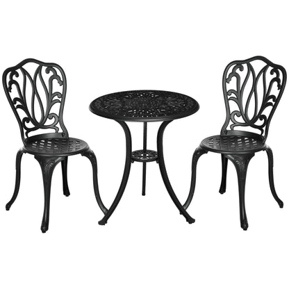 Outsunny 3 Piece Patio Bistro Set Outdoor Table Set with Umbrella Hole