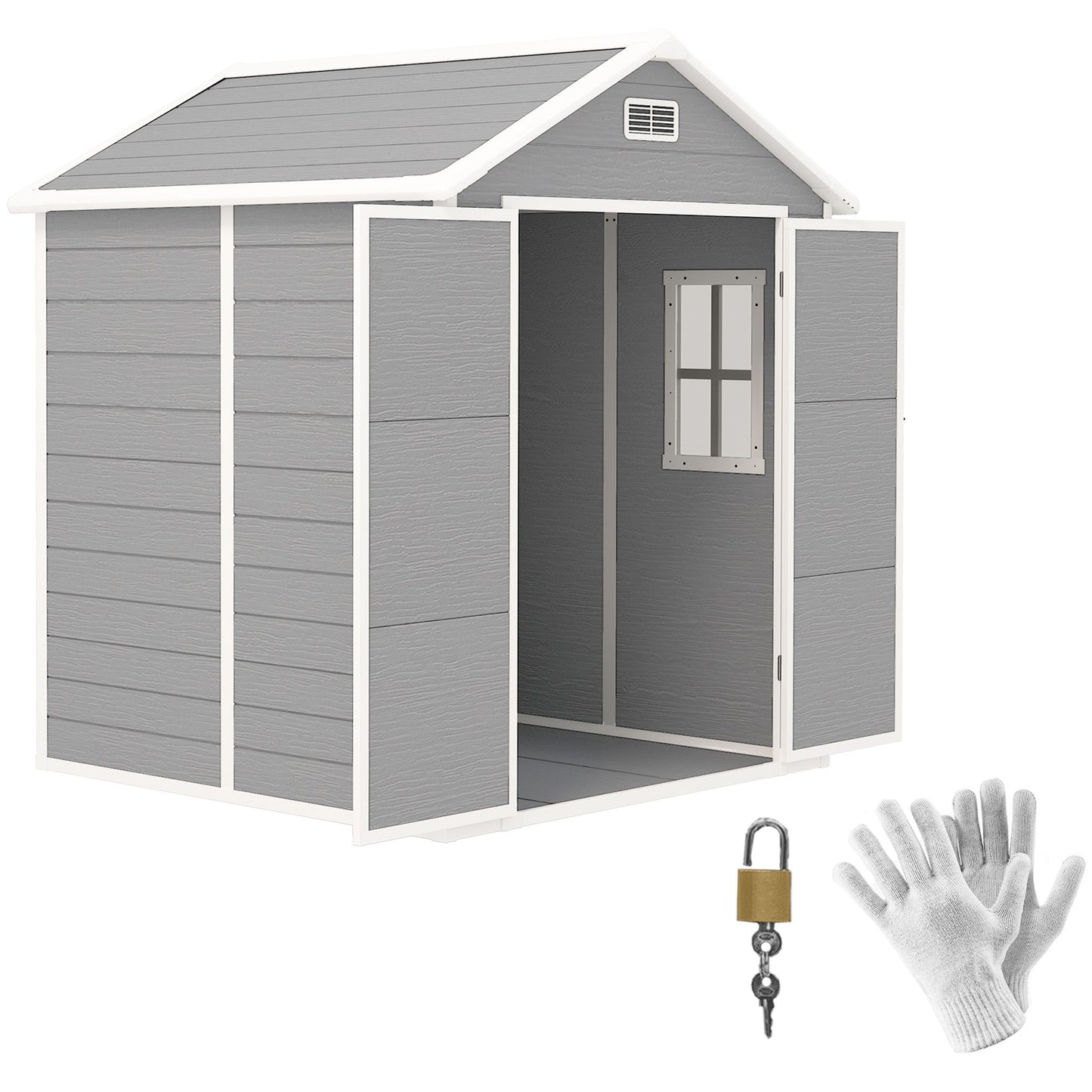 Outsunny 6 x 5ft Resin Garden Shed with Floor and Window