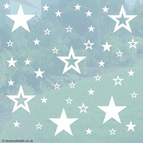 White or Red Star Window Cling Decoration - Reusable