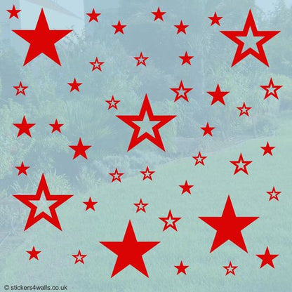 White or Red Star Window Cling Decoration - Reusable