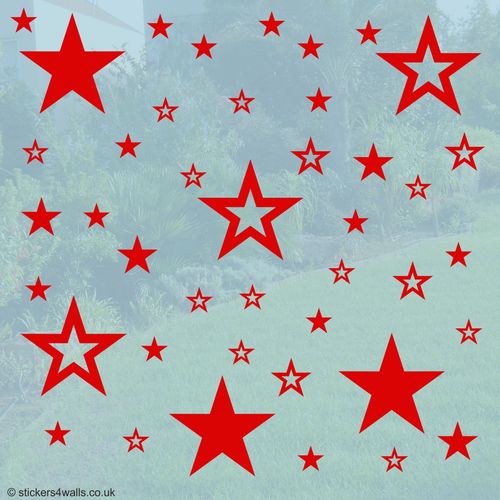 White or Red Star Window Cling Decoration - Reusable