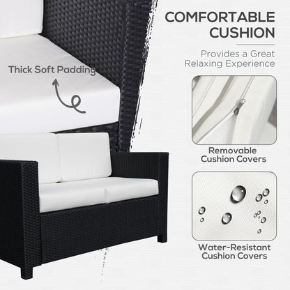 Outsunny Rattan Wicker 2-seat Sofa Loveseat Padded Garden Furniture