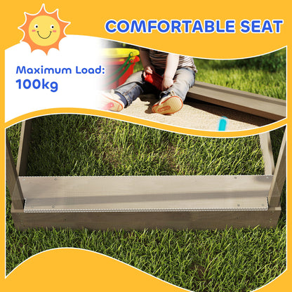 Outsunny Sand Pit with Canopy, Blackboard, Toys, Sink, Seats, Flags for Kids