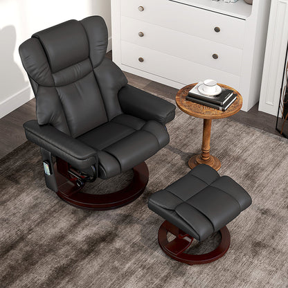 HOMCOM Massage Recliner Chair with Footstool and Adjustable Backrest