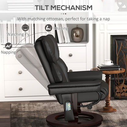 HOMCOM Massage Recliner Chair with Footstool and Adjustable Backrest