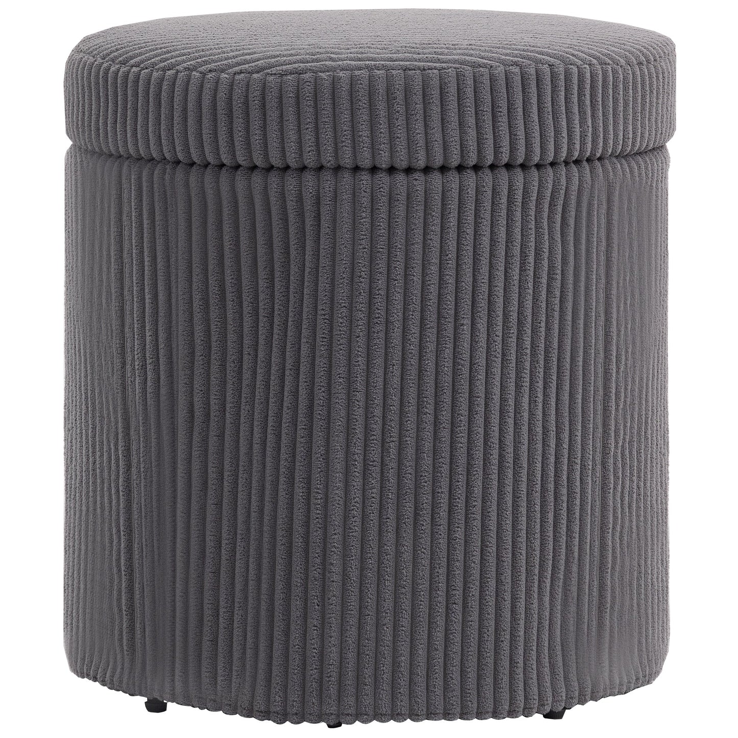 HOMCOM Round Storage Ottoman with Lid, Vanity Stool with Storage