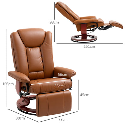 HOMCOM PU Leather Reclining Armchair with Footrest for Living Room