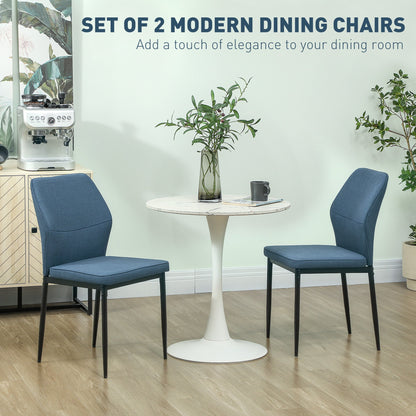 HOMCOM Set of 2 Dining Chairs with Curved Back Padded Seat for Kitchen