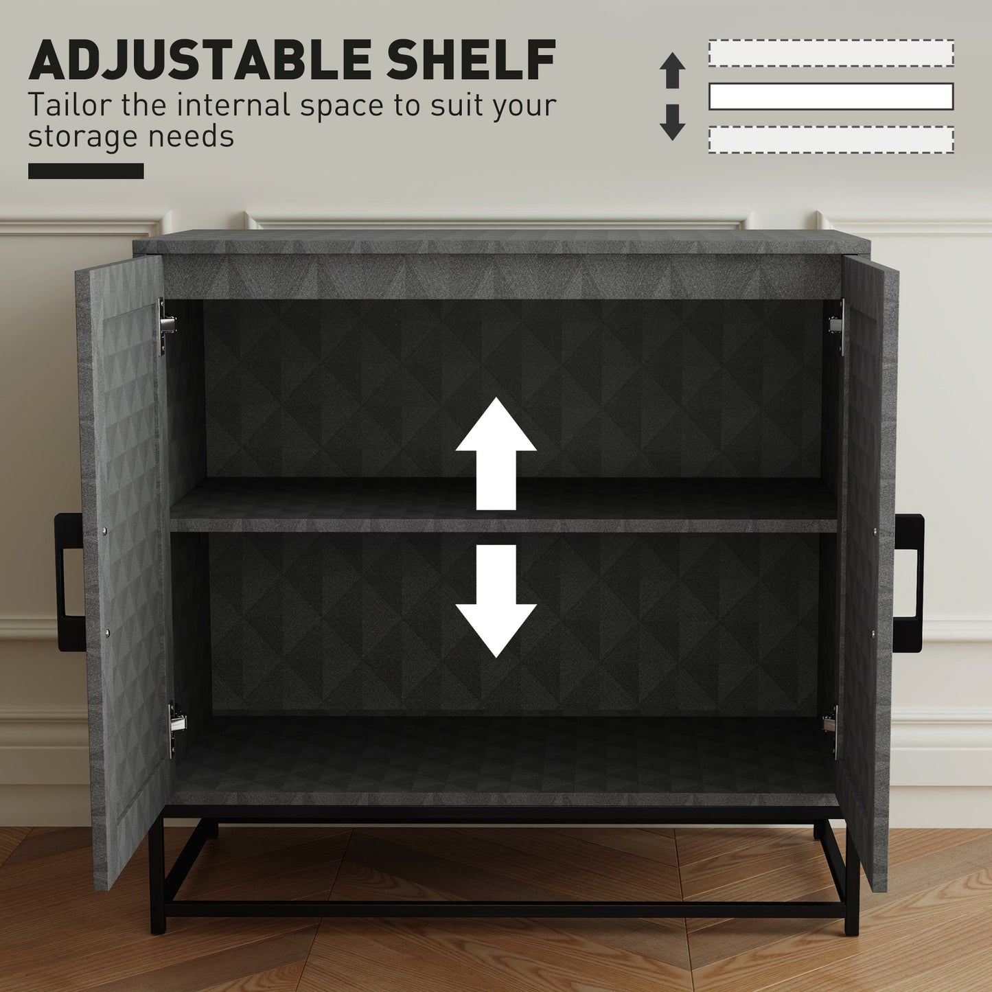 HOMCOM Modern Storage Cupboard with Adjustable Shelf and 2 Doors