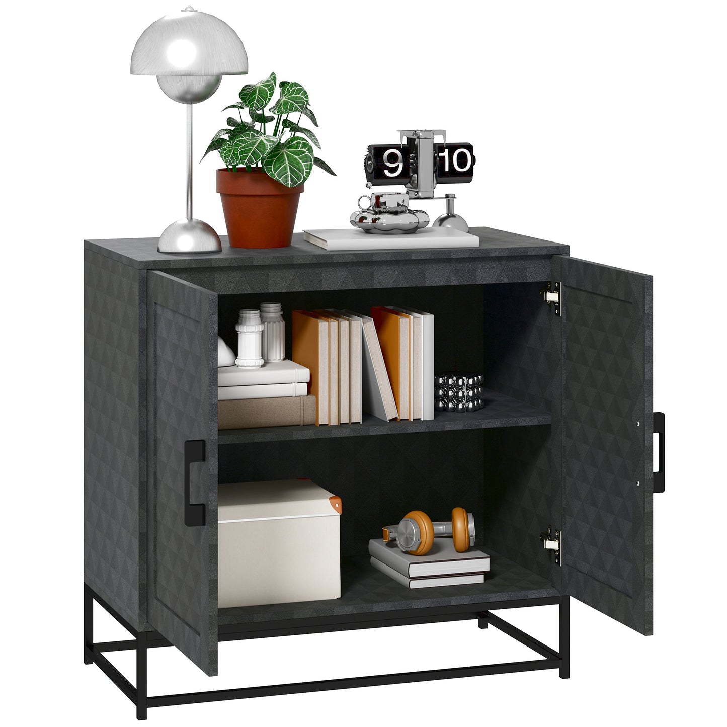 HOMCOM Modern Storage Cupboard with Adjustable Shelf and 2 Doors