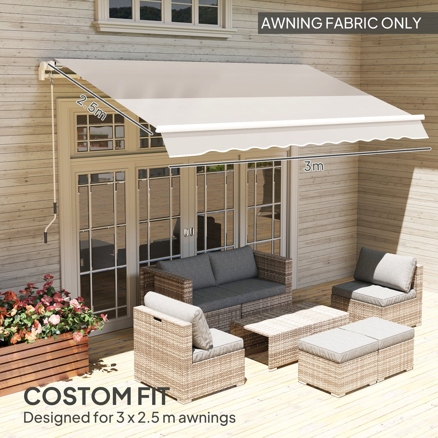 Outsunny Replacement Canopy for 3 x 2.5 m Awning (Fabric Only)