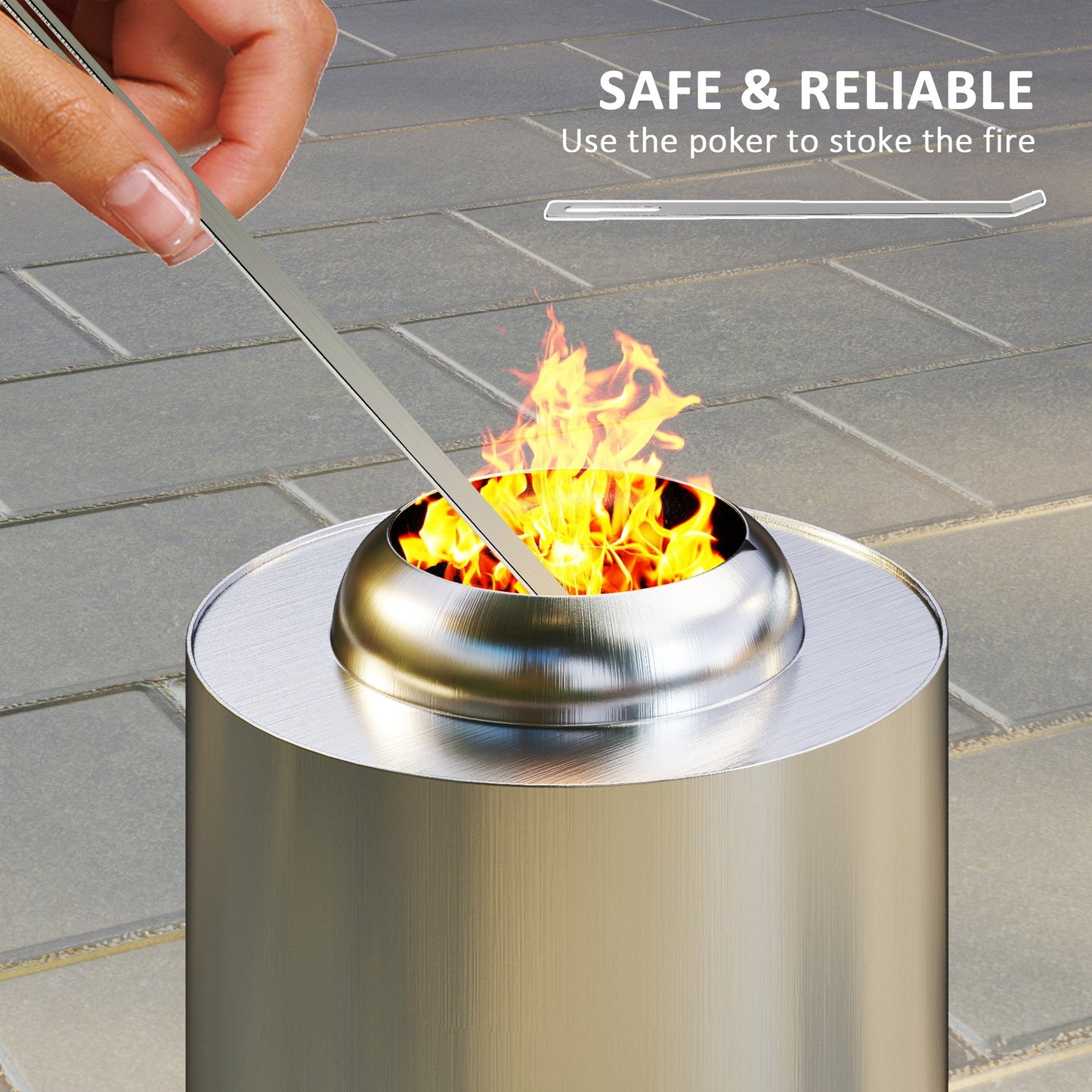Outsunny Stainless Steel Smokeless Wood Burning Firepit Garden Fire Pit