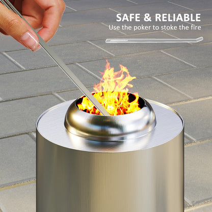 Outsunny Stainless Steel Smokeless Wood Burning Firepit Garden Fire Pit