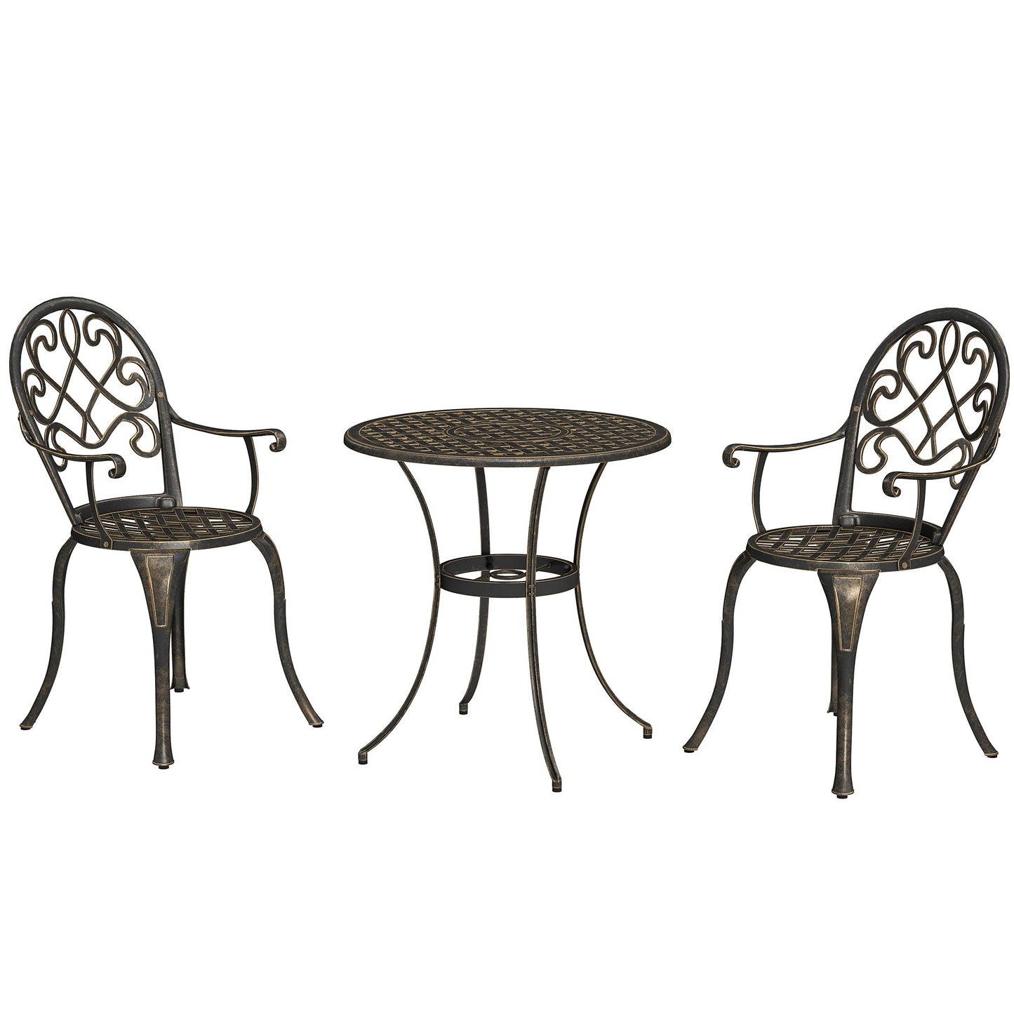 Outsunny 3PCs Bistro Set,  Aluminium Garden Table and Chairs