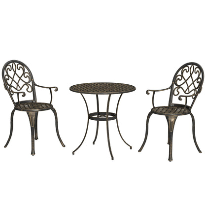 Outsunny 3PCs Bistro Set,  Aluminium Garden Table and Chairs