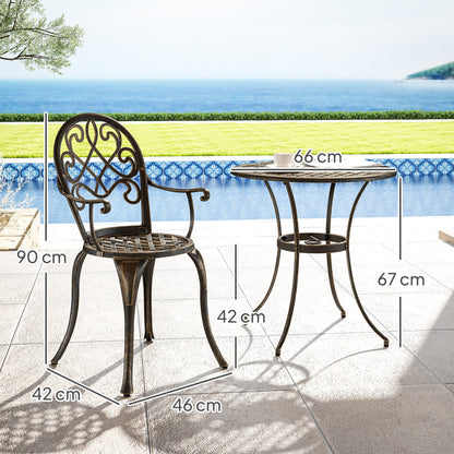 Outsunny 3PCs Bistro Set,  Aluminium Garden Table and Chairs