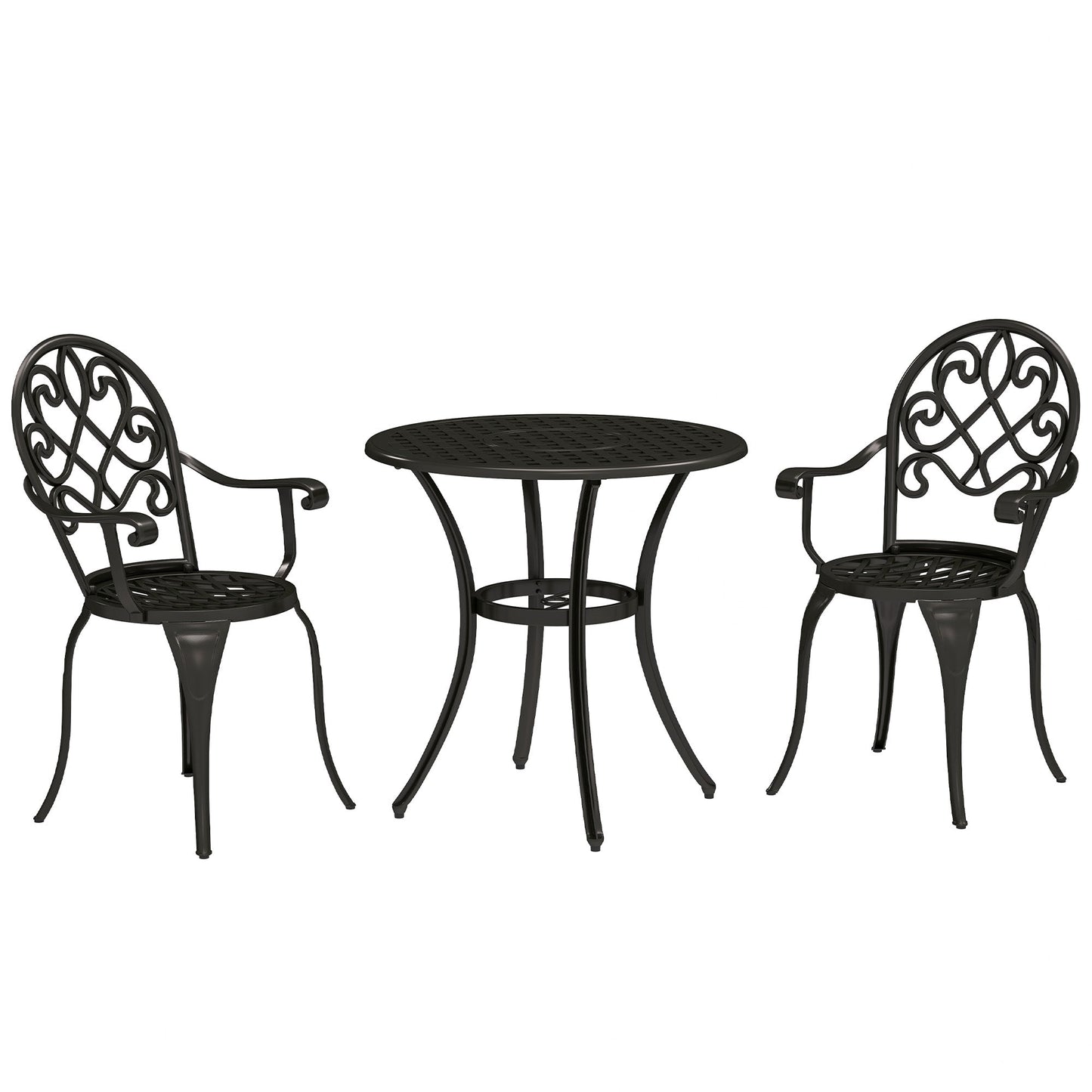 Outsunny 3PCs Bistro Set,  Aluminium Garden Table and Chairs