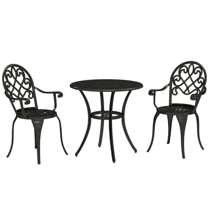 Outsunny 3PCs Bistro Set,  Aluminium Garden Table and Chairs