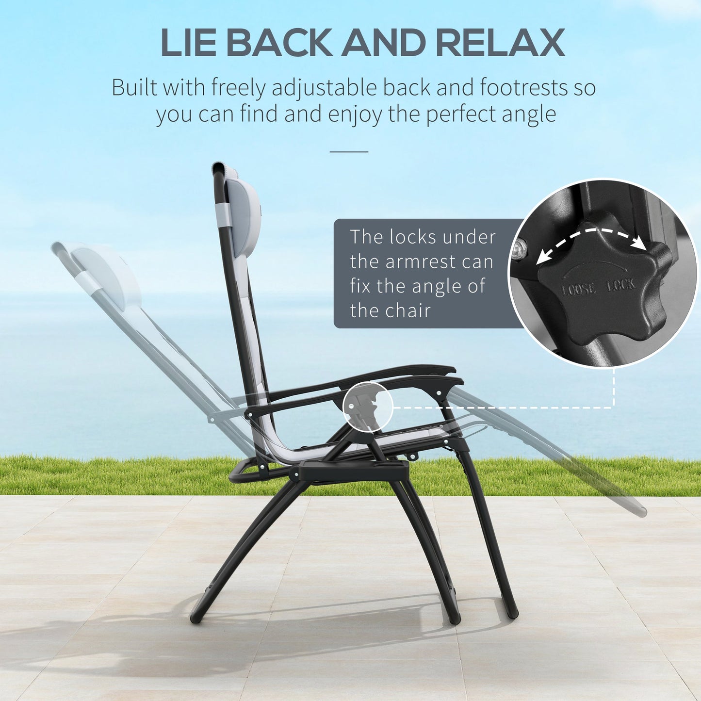 Outsunny Zero Gravity Lounger Folding Recliner Chair w/ Cup Holder
