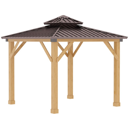 Outsunny 3x(3)M Double-Tier Hardtop Gazebo, Outdoor Patio Shelter