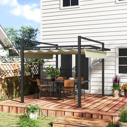 Outsunny 3 x 3(m) Pergola with Retractable Roof and Aluminium Frame