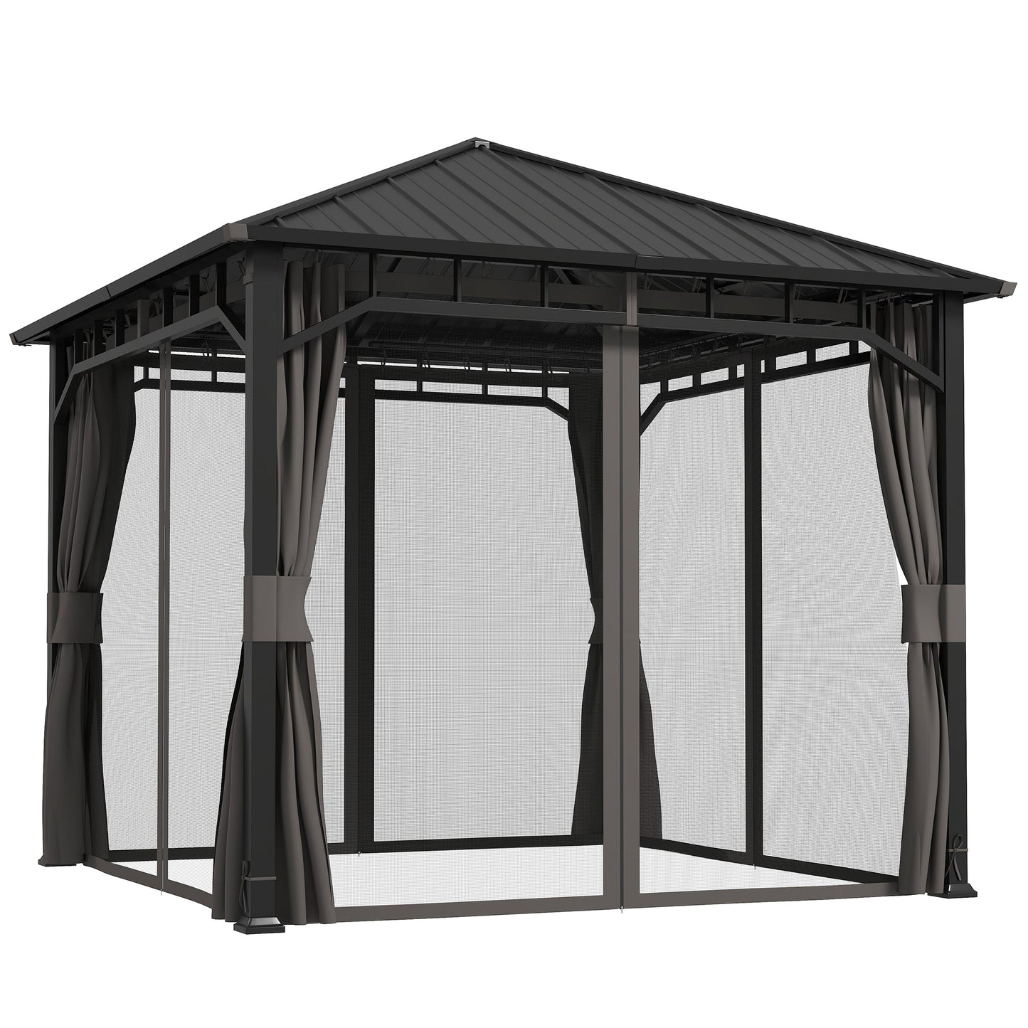 Outsunny 3 x 3(m) Hardtop Gazebo with Galvanised Steel Roof and Sides