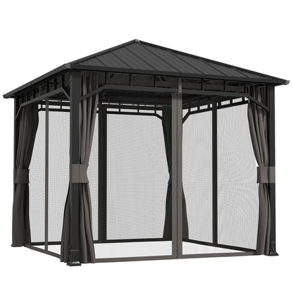 Outsunny 3 x 3(m) Hardtop Gazebo with Galvanised Steel Roof and Sides