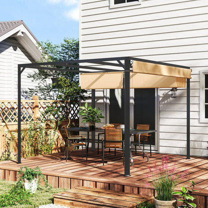 Outsunny 3 x 3(m) Pergola with Retractable Roof & Roller Shade