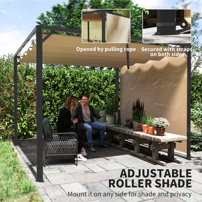 Outsunny 3 x 3(m) Pergola with Retractable Roof & Roller Shade