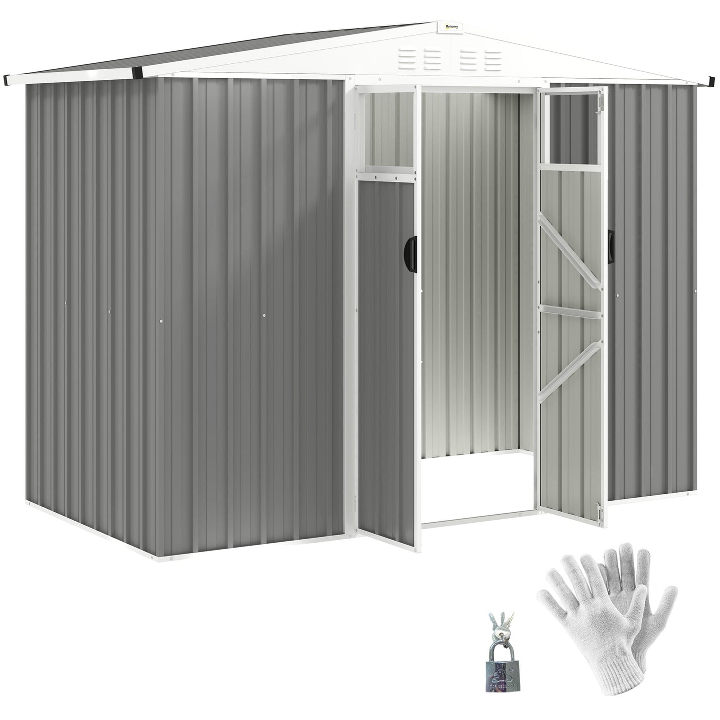 Outsunny 8 x 4 ft Garden Storage Shed, Outdoor Metal Shed