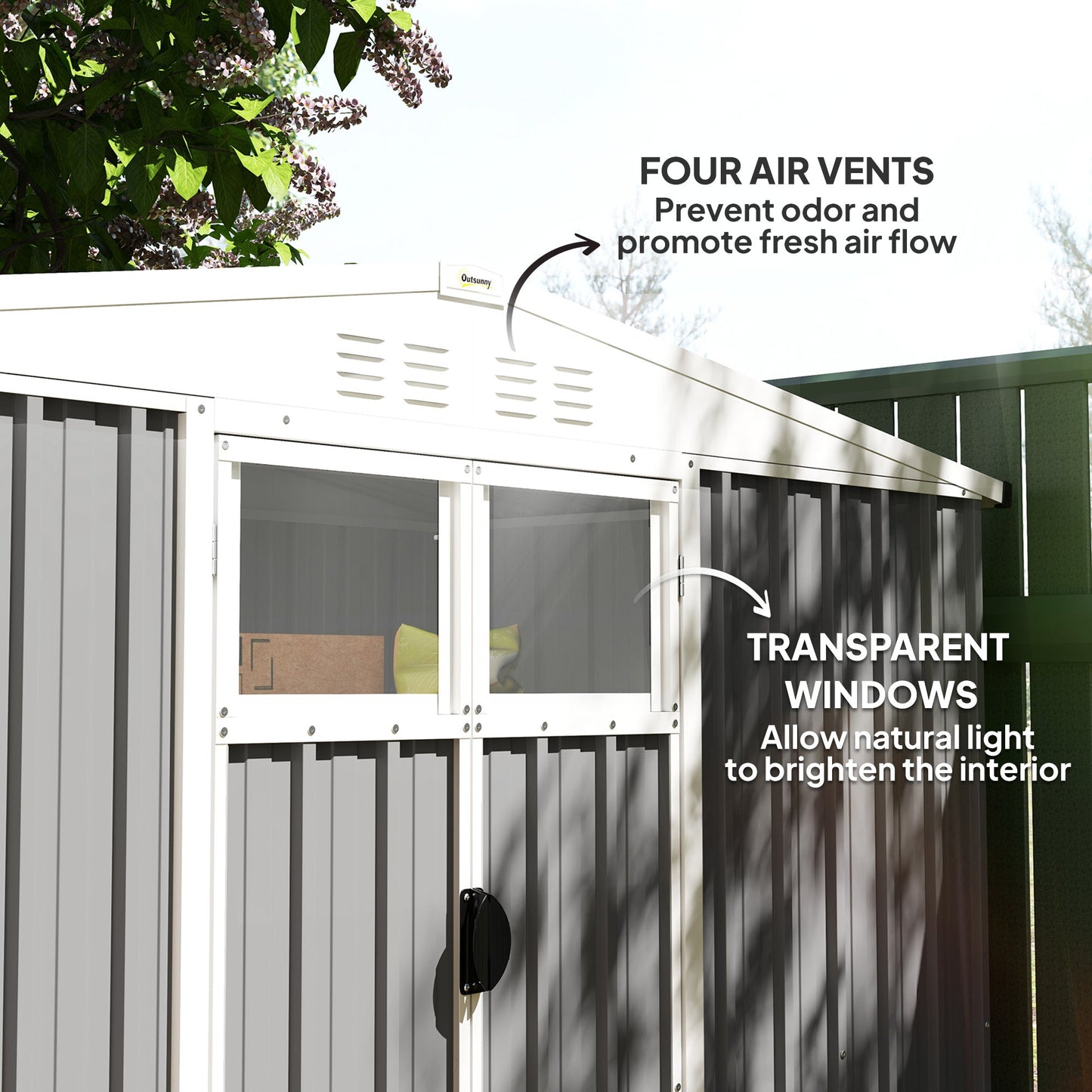 Outsunny 8 x 4 ft Garden Storage Shed, Outdoor Metal Shed