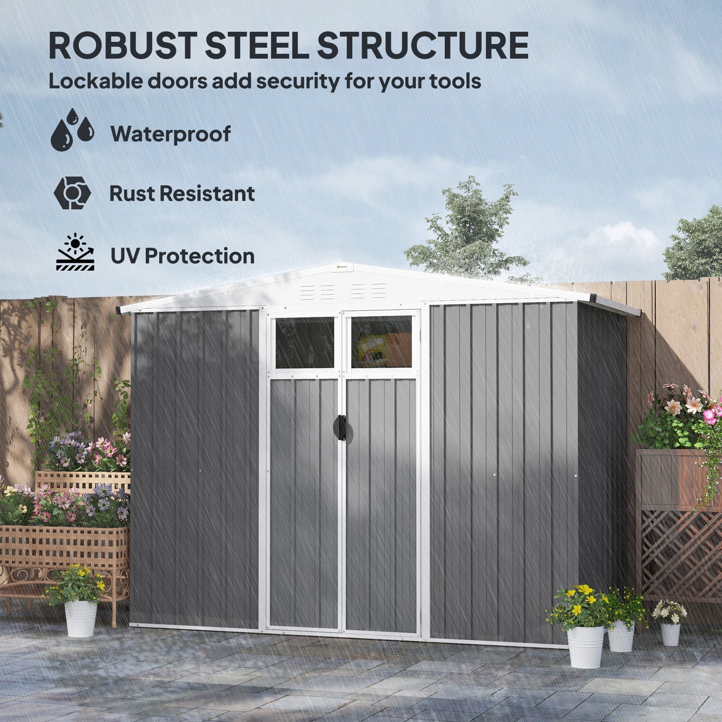 Outsunny 8 x 4 ft Garden Storage Shed, Outdoor Metal Shed