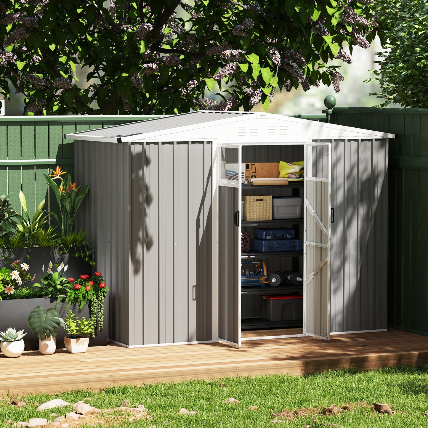 Outsunny 8 x 4 ft Garden Storage Shed, Outdoor Metal Shed