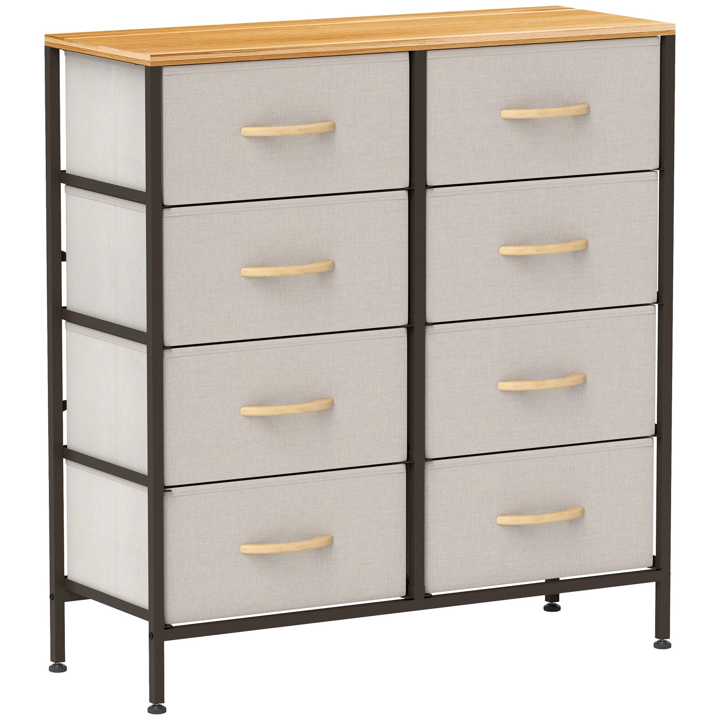 HOMCOM 8 Drawer Fabric Chest of Drawers w/ Wooden Top for Hallway
