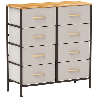 HOMCOM 8 Drawer Fabric Chest of Drawers w/ Wooden Top for Hallway